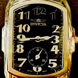 Invicta Watch Swiss movement stainless steel case leather band 100m water resist